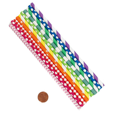 Bright Colored Assorted Paper Straws - Wholesale Bulk